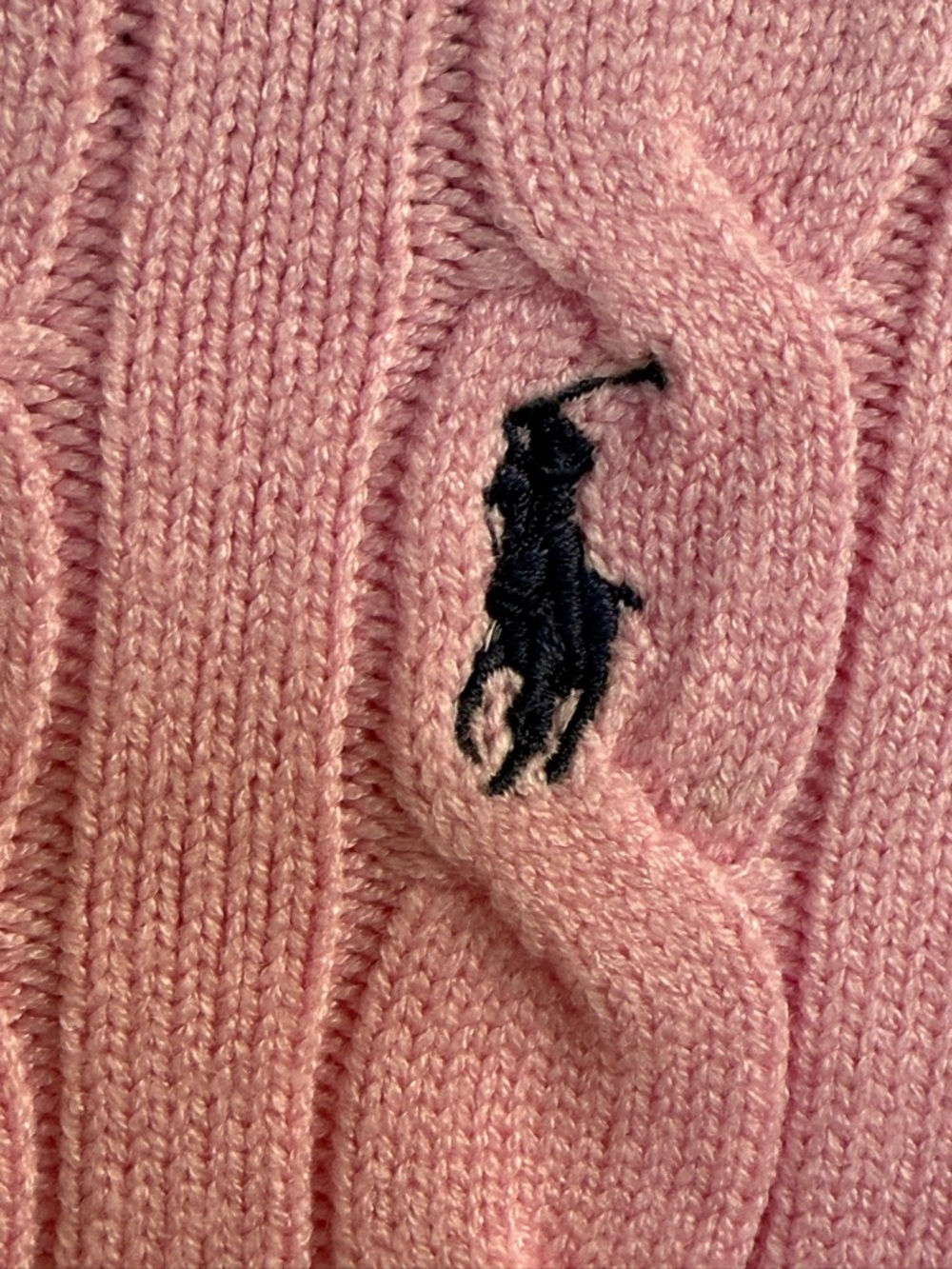 Polo by Ralph Lauren Light Pink Cable-Knit Button Cardigan Size S, M - Picture 3 of 5